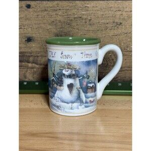 NEW “It's Snow Time" Snowman With A Heart Mug Snow Man Winter Coffee Hot Chocola